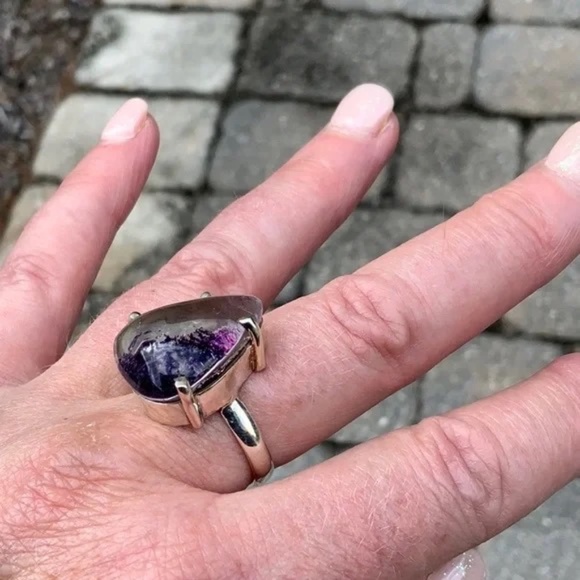 Purple Lodolite 925 Sterling Silver Ring - Picture 4 of 15